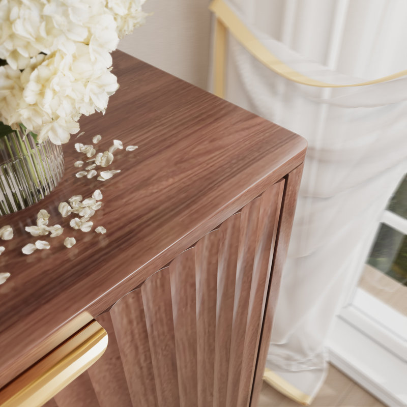 4 - Ripple Door Sideboard, Storage Cabinet With Feet, Walnut