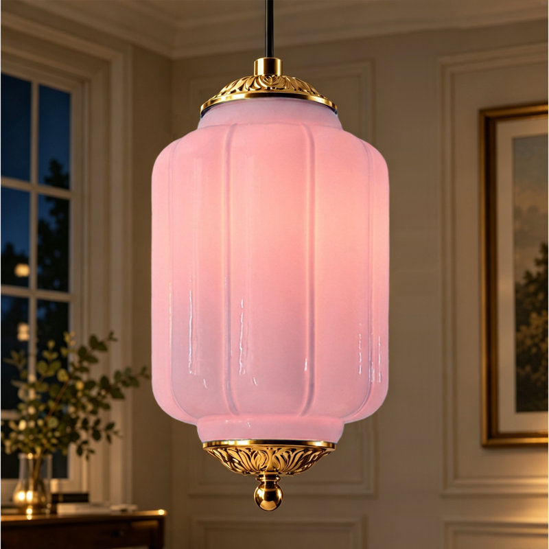 1-light Mid Century Modern Brass Pendant Light