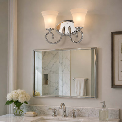 Applique murale d'intérieur 2 lumières Tes avec abat-jour cloche en verre givré blanc Tes