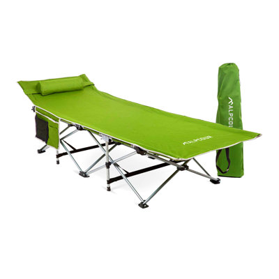 Alpcour Folding Camping Cot - Compact Single Person Bed with Pillow for Indoor & Outdoor Use