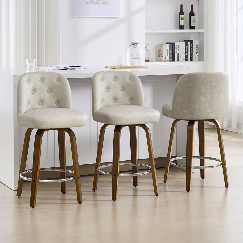Swivel Upholstered Stool, 1, Greige, Counter Stool (26" Seat Height)