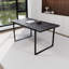 Table de salle à manger rectangulaire, 150 cm, noire, pieds en métal, plateau épais de 3,8 cm, pour 4 à 6 personnes, usage domestique et cuisine, avec structure et plateau épais.