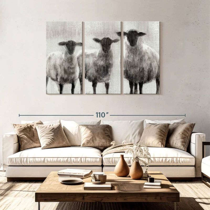 Brampt Rustic Sheep I, 48" H x 74" W