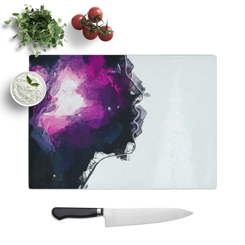 Glass Her Galaxy in Pink & Purple in Abstract Chopping Board, 39 cm W x 28.5 cm L