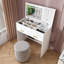 Bureau de coiffeuse à plateau rabattable avec miroir lumineux à DEL et prise de courant intégrée - Coiffeuse avec 2 tiroirs
