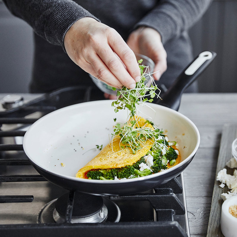 GreenPan Rio Healthy Ceramic Nonstick Frying Pan, Black, 12" W