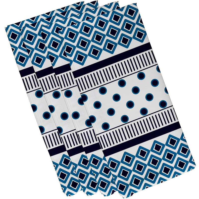 Ferrier Polyester Geometric Square Napkin, Blue