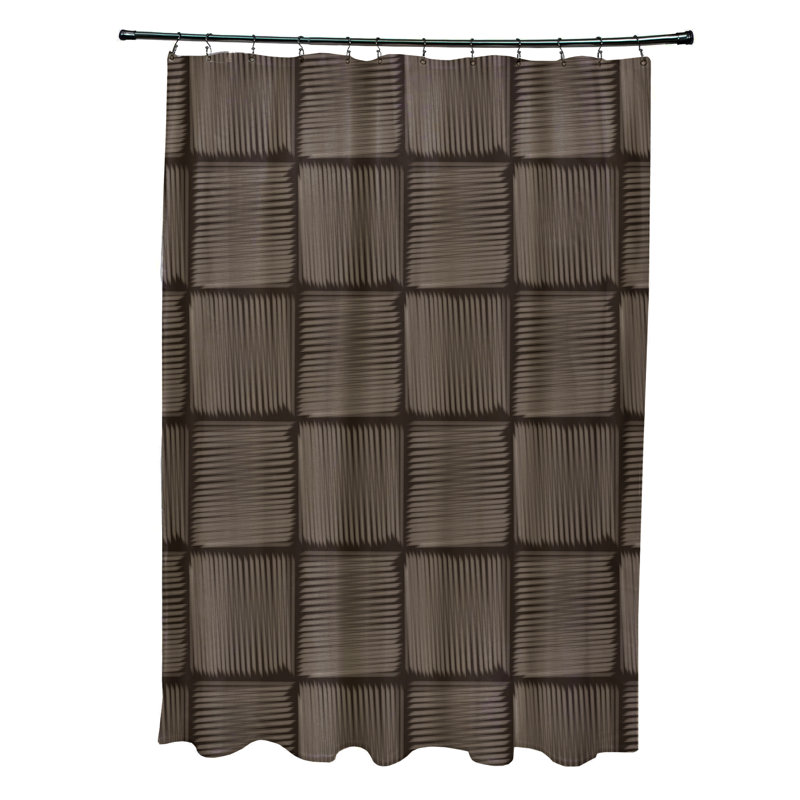 Rideau de douche à imprimé géométrique simple Urijah, Brun