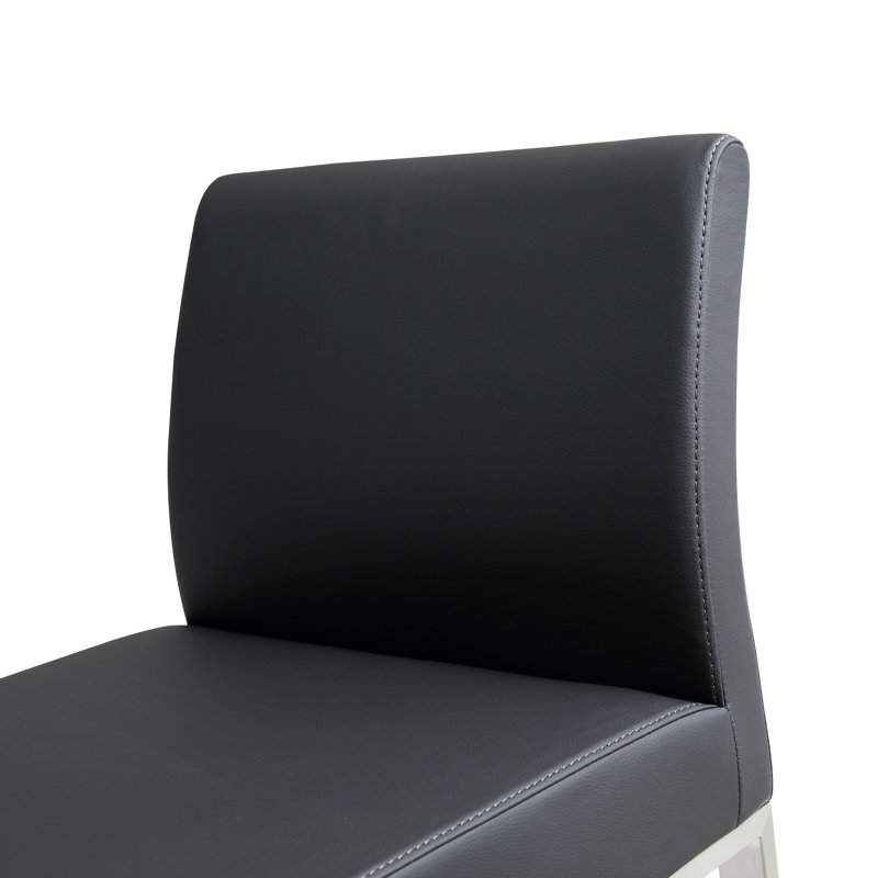 Upholstered Counter Stool with Metal Frame, Black/Silver, 68.6cm