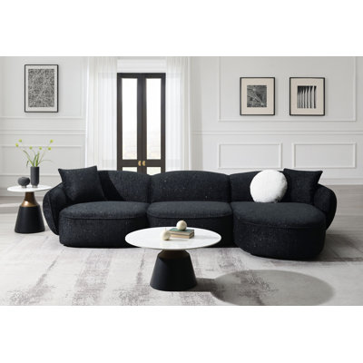Canapé modulaire rembourré avec 3 coussins en bois