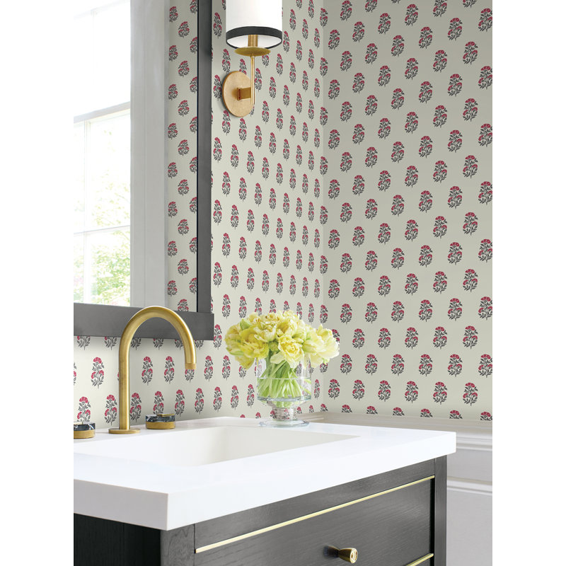 Sylvie Ruby Floral Wallpaper, Red