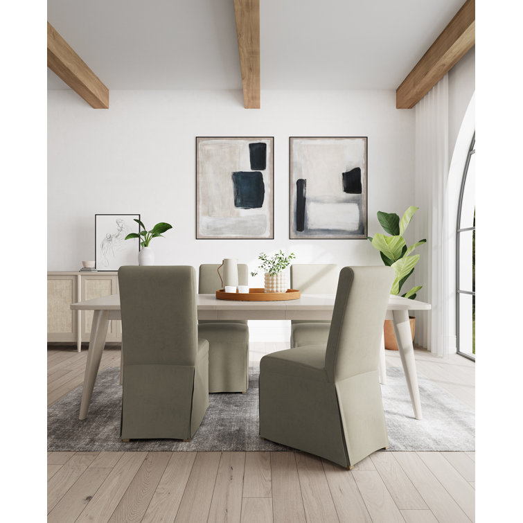 Laguna Rectangular Table And Beige Parsons Chairs Dining Set
