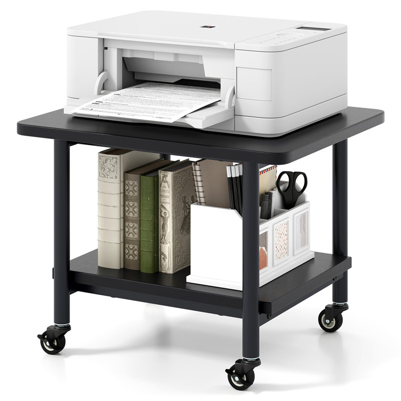 15'' H x 19.5'' W Printer Stand with Wheels, Black