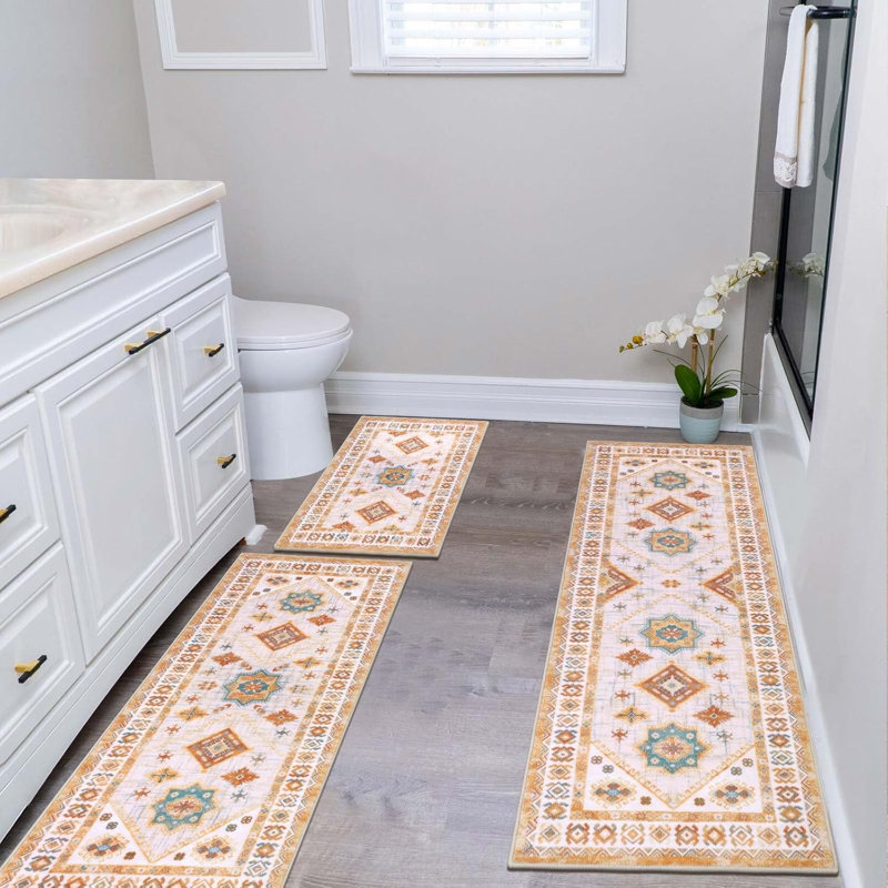Boho Kitchen Rug Sets 3 Piece With Runner Non Slip Kitchen Rugs And Mats Washable Kitchen Mats For Floor Thick Kitchen Floor Mat Carpet Runner Rugs For Hallway Laundry Holiday Deco