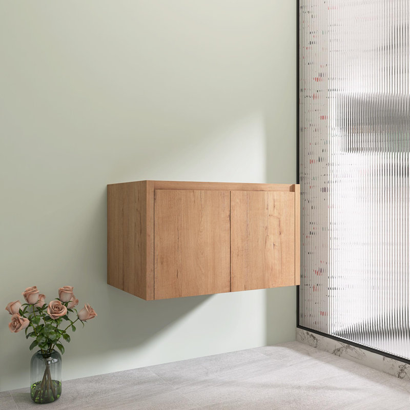 Base de meuble-lavabo mural 30 po avec portes à fermeture douce, chêne imitation