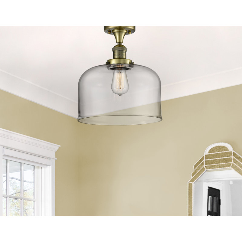 Plafonnier semi-encastré 1 lumière Bell, Clair, Ampoule non incluse, Or satiné