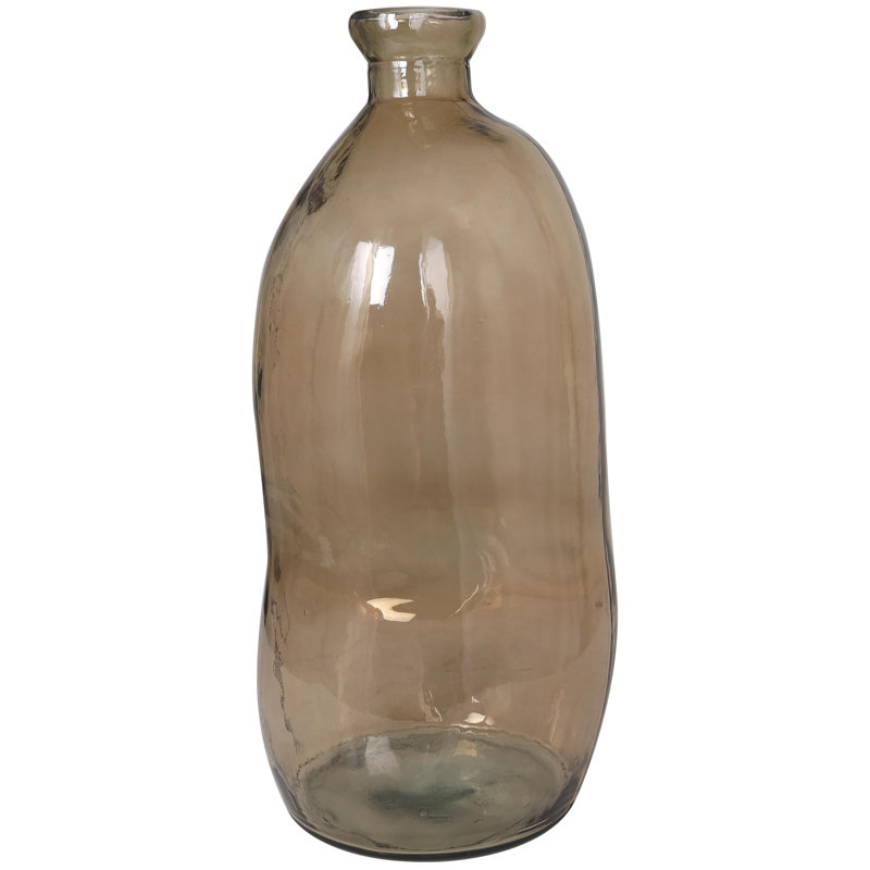 Handcrafted Round Brown Glass Floor Vase