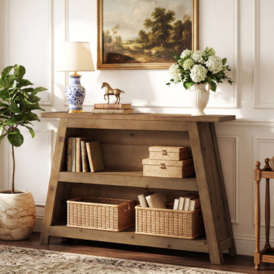 Solid Wood 3-Tier Console Table