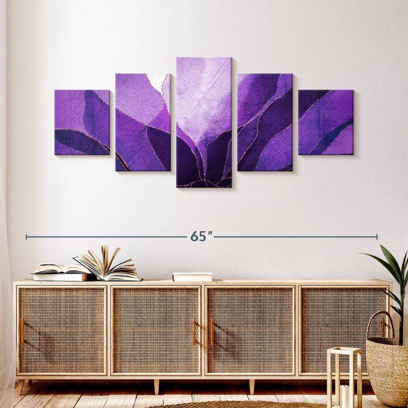 Fleur abstraite mauve, H 24 po x l 55 po