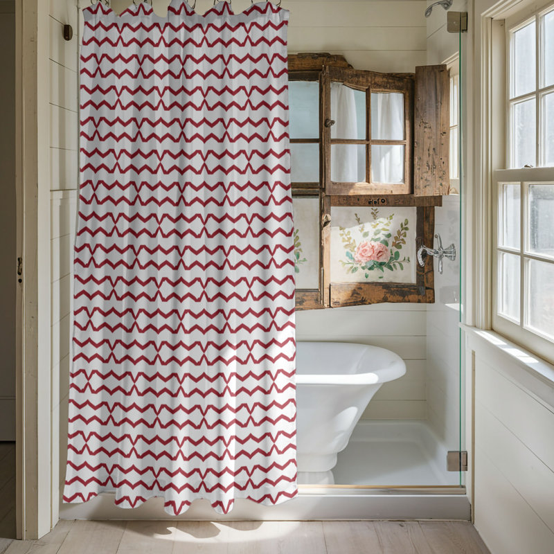 Red Tile - Rideau de douche Premium_0210, H 74 po x l 71 po