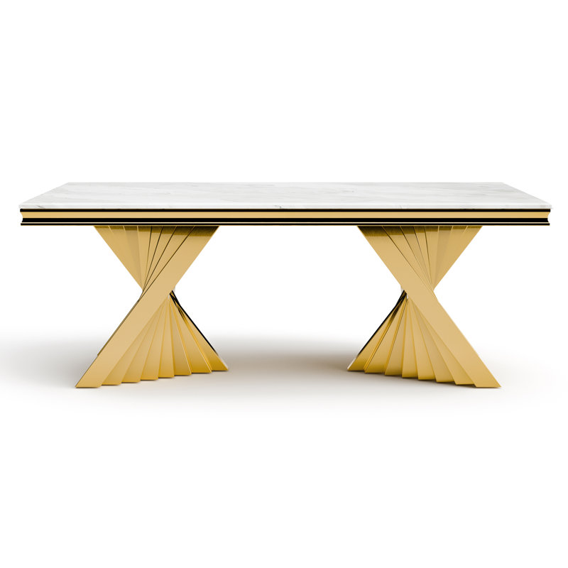 Winchendon Stone Top Dining Table, Gold