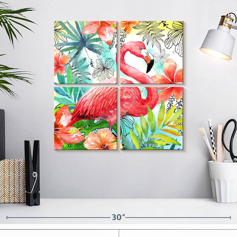 Carré flamant rose Brampt, H 18 po x l 18 po