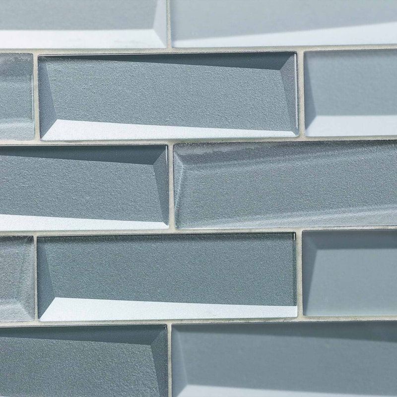 Remington 2x6 Polished Glass Subway Mosaic Tile, Slate Blue