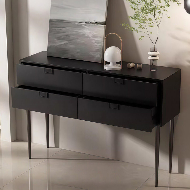 Console italienne de luxe noire légère italienne, H 35,4 po x l 47,2 po x P 15,7 po