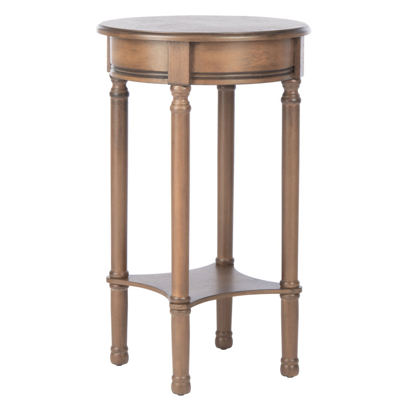 Sessa 15.8" W Round Solid Wood and Manufactured WoodEnd Table, Brown