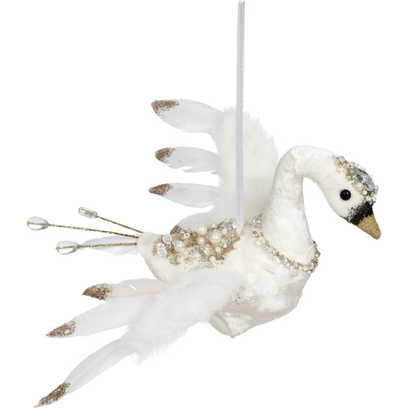 Pearl Swan Ornament - 7.5 X 4.5 Inches Set Of 6