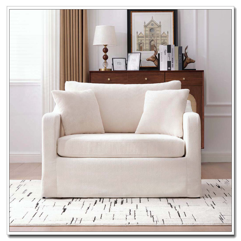 Fauteuil d'appoint en chenille, Beige, Non