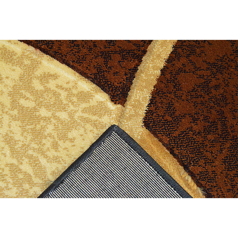 Tapis brun à motif abstrait Galvez, Tapis de couloir 2 pi 2 po x 7 pi 4 po