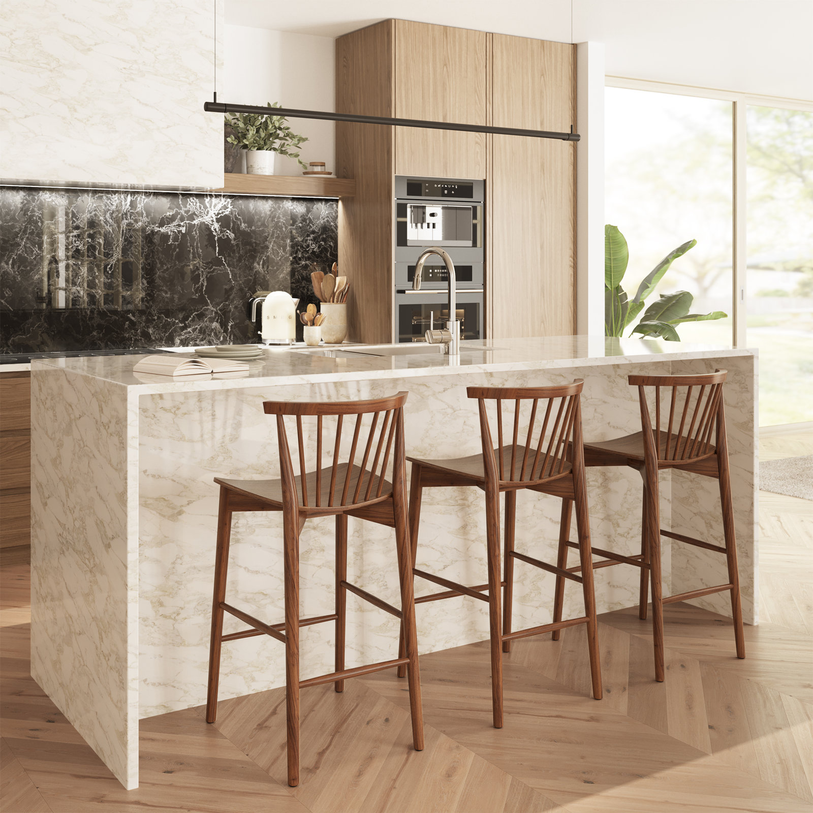 Tybee 25" Bar Stool, Walnut