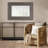 1 PCS Rectangular Wood And Rattan Mirror Gray