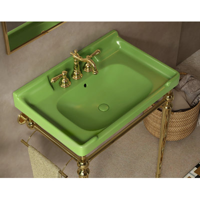28" Bathroom Ceramic Basin With 3 Pre-Drilled Hole, No Cabinet And Faucet