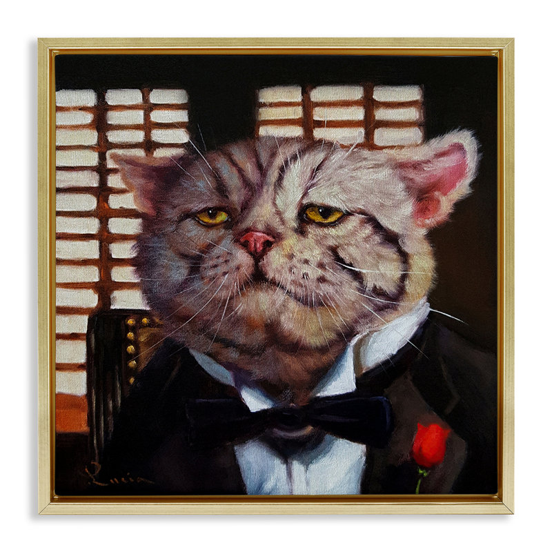 "Tuxedo Adorned Cat", art mural sur toile flottante noire, design par Lucia Heffernan, H 18 po x l 18 po