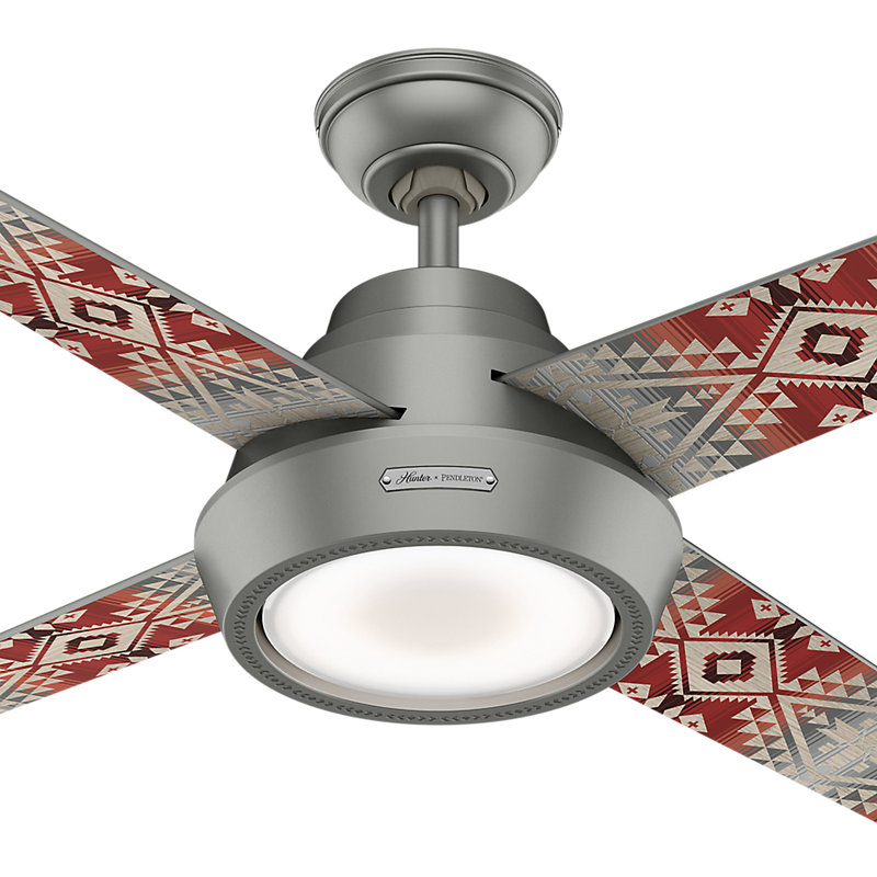 54" 4 - Blade LED Standard Ceiling Fan with Remote Control and Light Kit Included