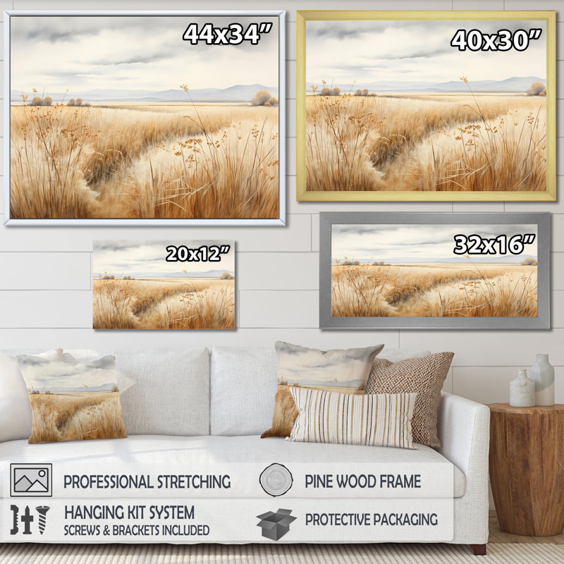 Prairie Peacefulness Meadows V, Cadre simple noir, H 30 po x l 40 po x P 1,5 po