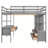 Loft Bed with Built-in Desk with Two Drawers, and Storage Shelves and Drawers-542712032