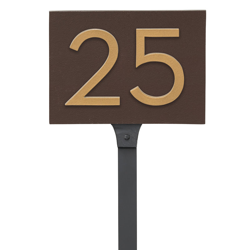 Floating 1-Line Lawn Address Sign, Roman Bronze, Gold, Yes