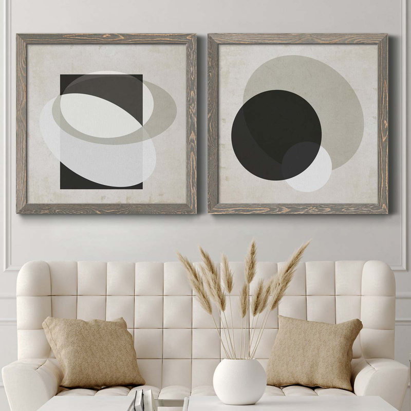 Moderniste Neutre III, ensemble de 2 reproductions d'art sur toile encadrées, H 35,5 po x l 71 po x P 1,5 po