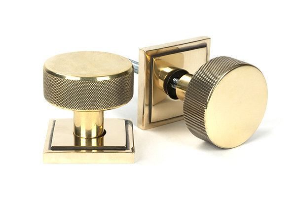 Brompton Interior Mortise Knob Set , Aged Brass
