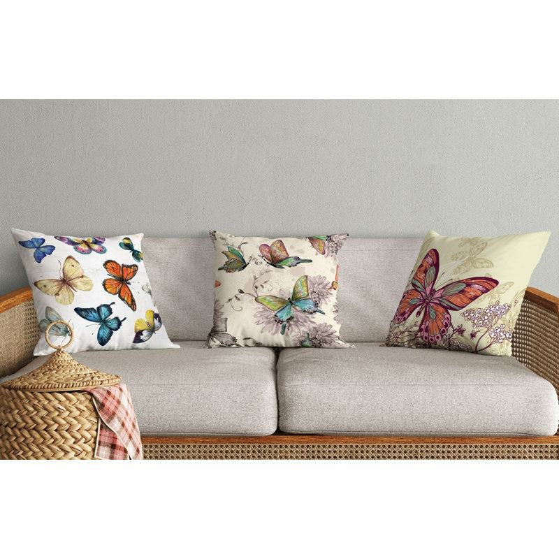 Ensemble de housses de coussin élégantes (3 pièces), 50% coton, 50% polyester | Lavable à la machine, repassable, impression numérique | Parfait pour la décoration intérieure, le salon et la chambre à coucher