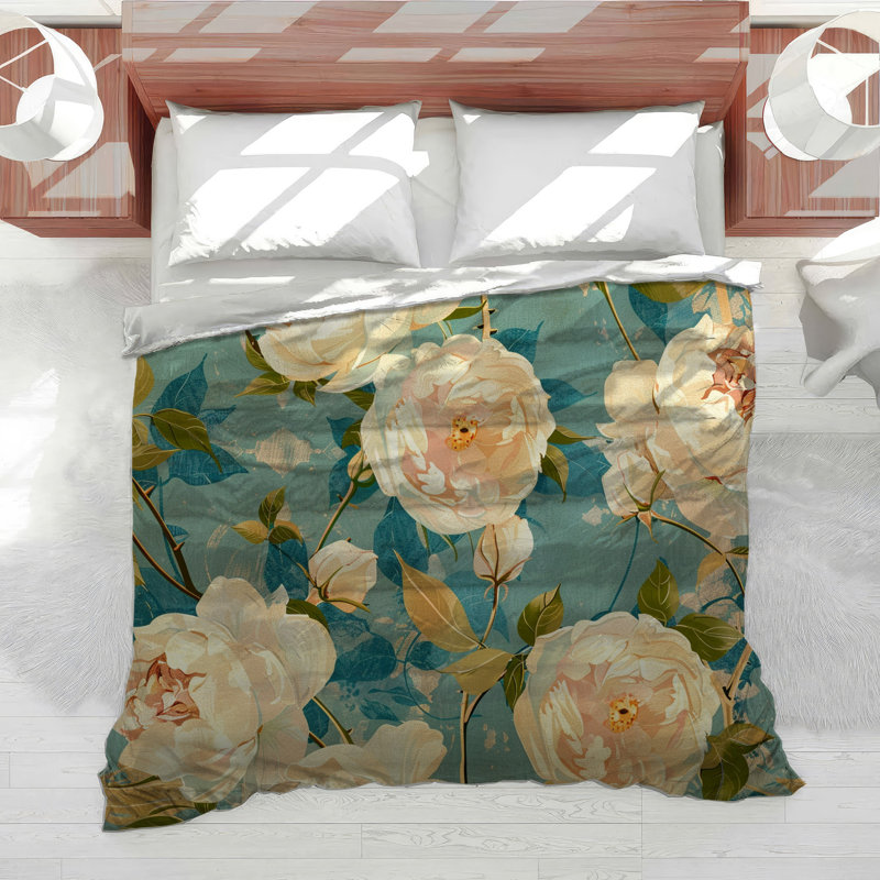 Blend Roses Cotton Blend Comforter, King Comforter