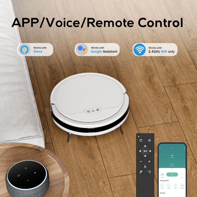 4000pa Max Power Suction Robot Vacuum and Mop Combo - Wi-Fi App and Voice Control, 2-in-1 Cleaning, Scheduled Tasks, Automatic Recharge, Pet Hair and Low Carpet Friendly, Advanced Navigation, Quiet Operation