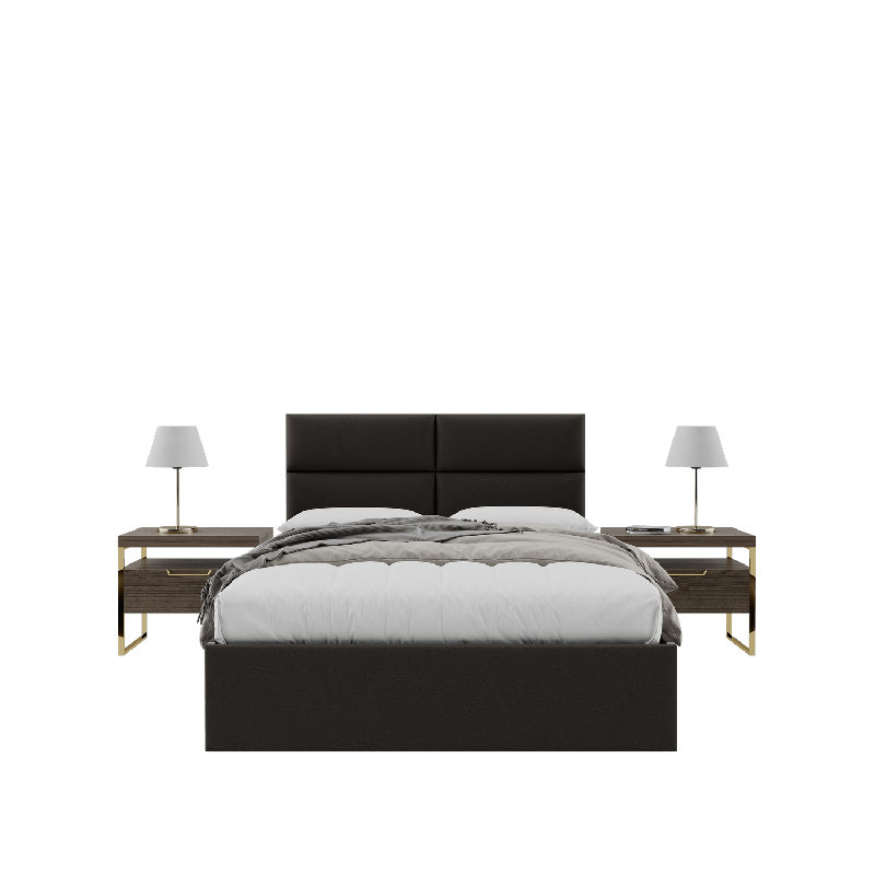 Sapan Upholstered Headboard, Queen (30"W x 11.5"H, Set of 4), Faux Leather Jet Black