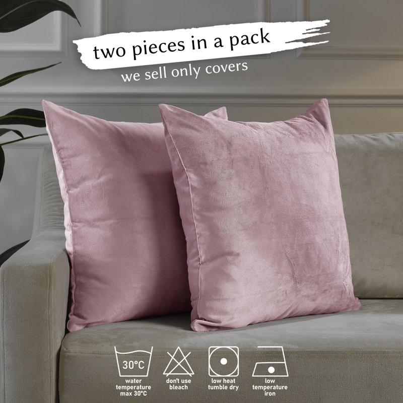 Housse de coussin en velours mat, 20 po x 20 po, 75 - rose