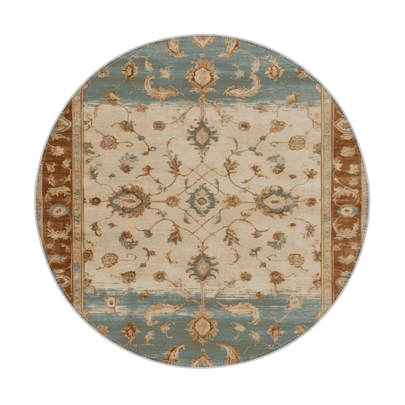 Tapis intérieur et extérieur brun Overdyed, Rond 5 pi