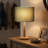 16.3" Mid-Century Dimmable Table Lamp with Green Linen Fabric Shade, Natural Rubberwood Base and E26 Lamp Holder, cULus Certified for Bedroom Nightstands, Living Room Side Tables or Home Offices Desks-847164837