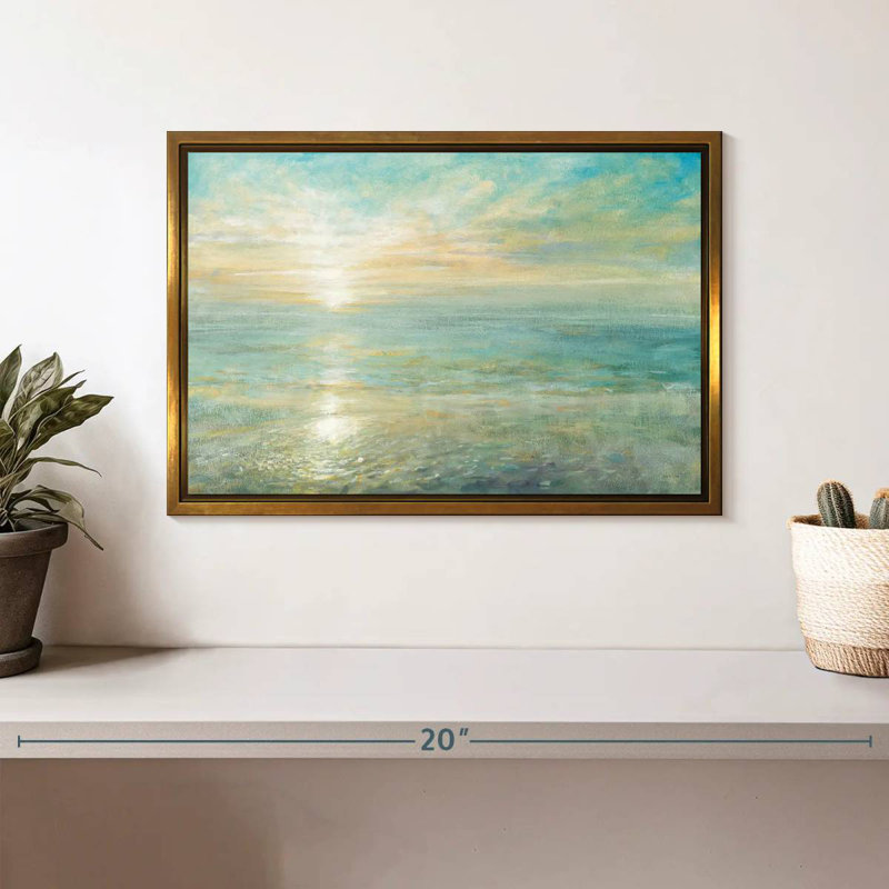 Lever de soleil, Cadre flottant doré, 13 po x 9 po